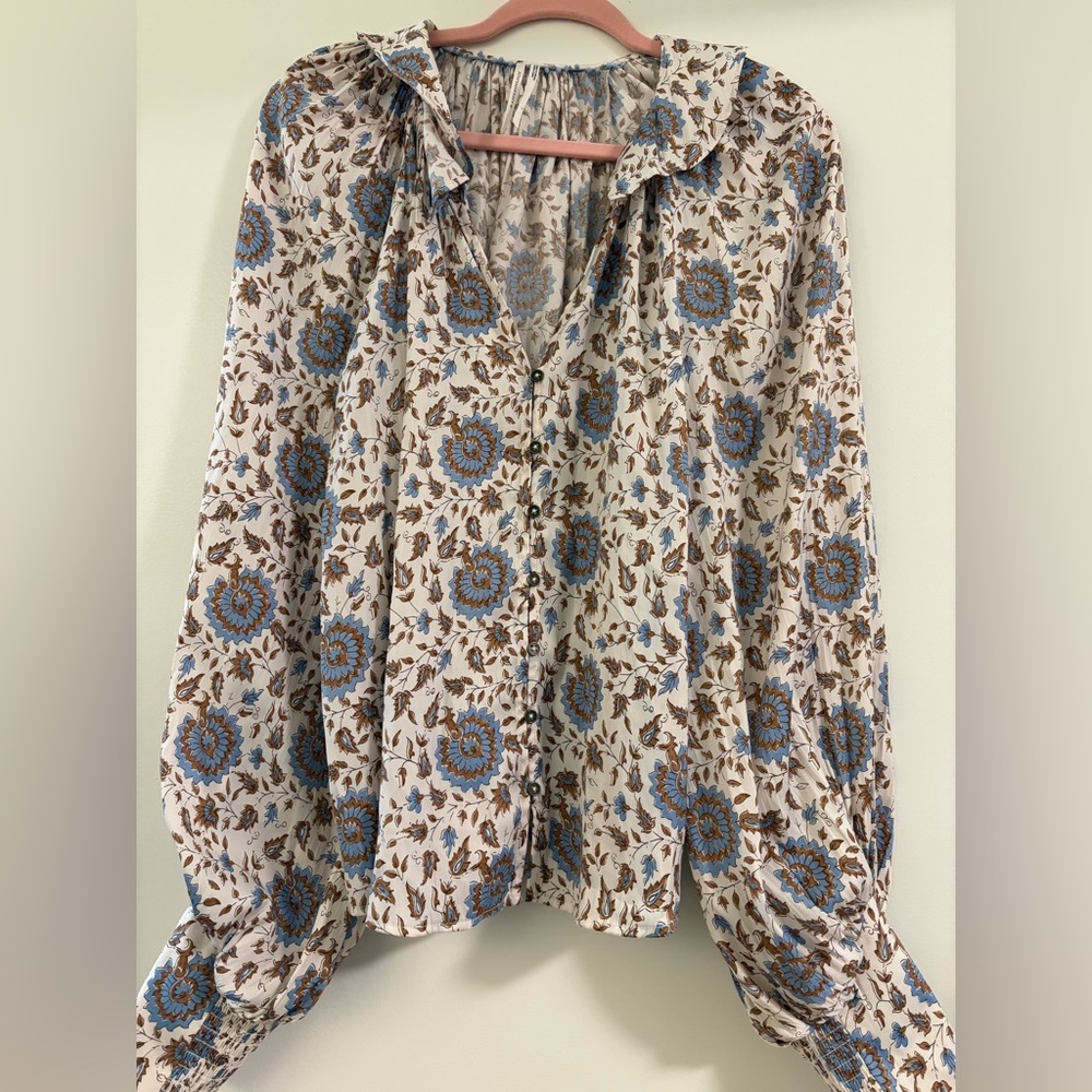 Anthropologie floral pheasant top